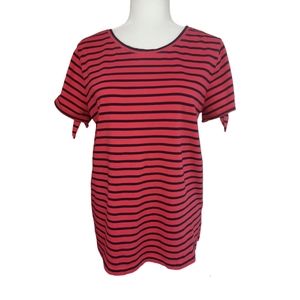 Nautica women's top size large red with navy stripes and slit on sleeves